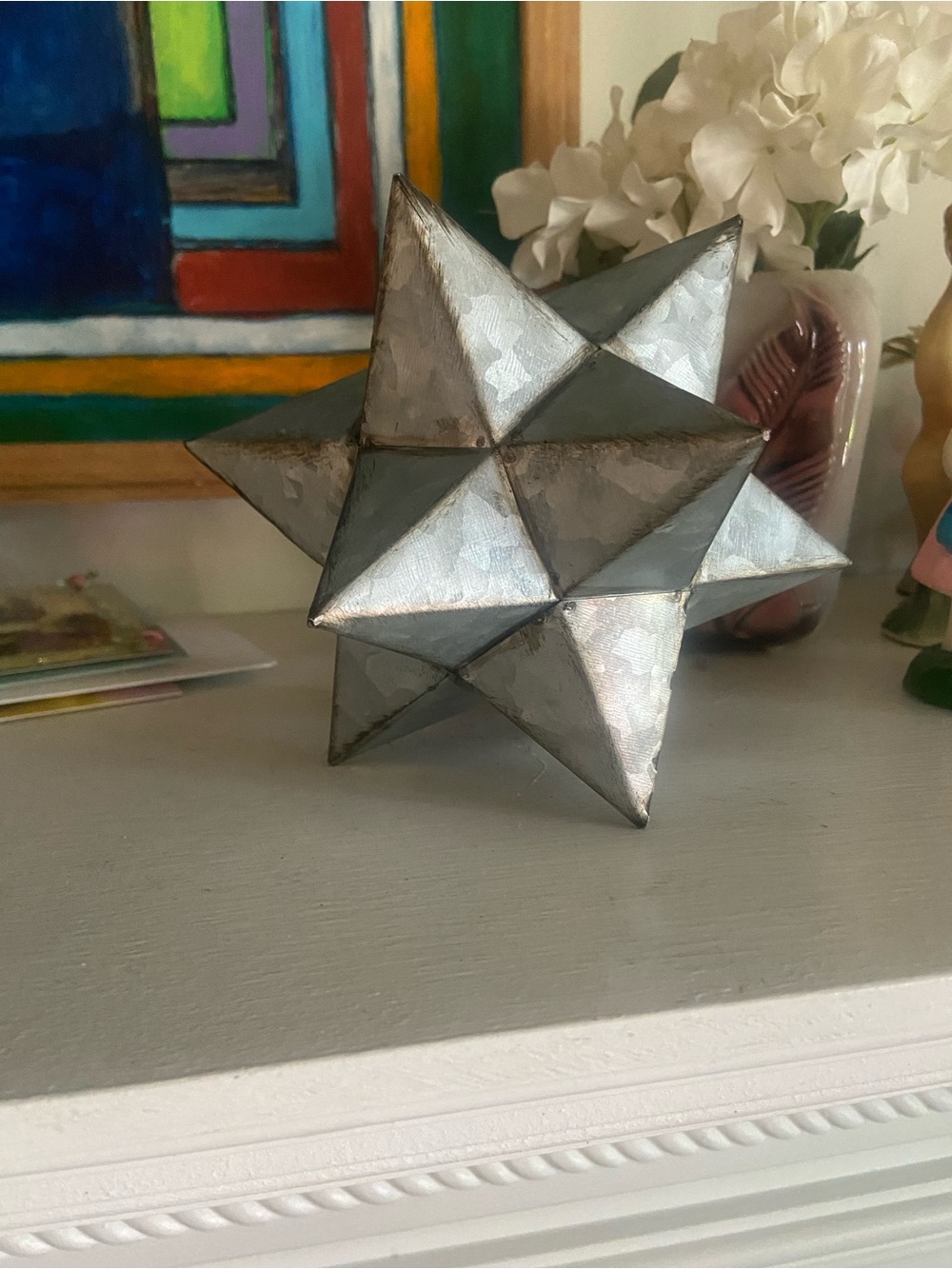 Pier 1 Silver Metal Moravian Geometric Star Sculpture